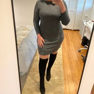 Grey Knit Sweater Dress